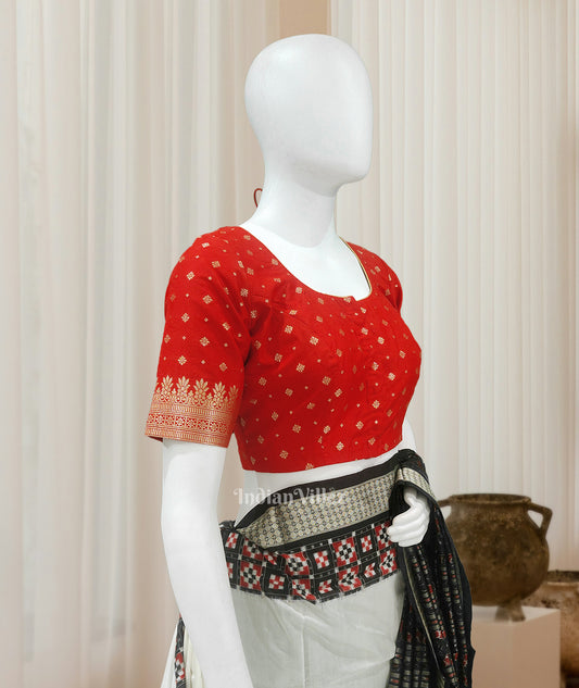 Exclusive Deep Red Designer Banarasi Blouse