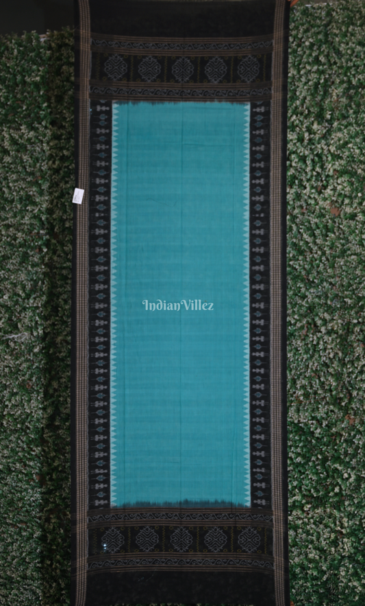 Sky Blue Black Tribal Theme Sambalpuri Ikat Cotton Dupatta