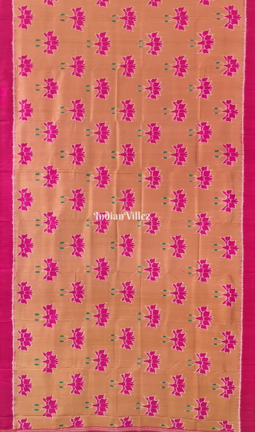 Ochre Brown Lotus Contemporary Silk Saree
