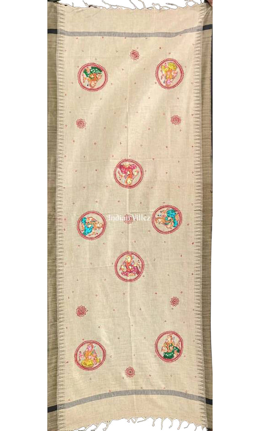 Nartaki Theme Patachitra Art on Tussar Dupatta