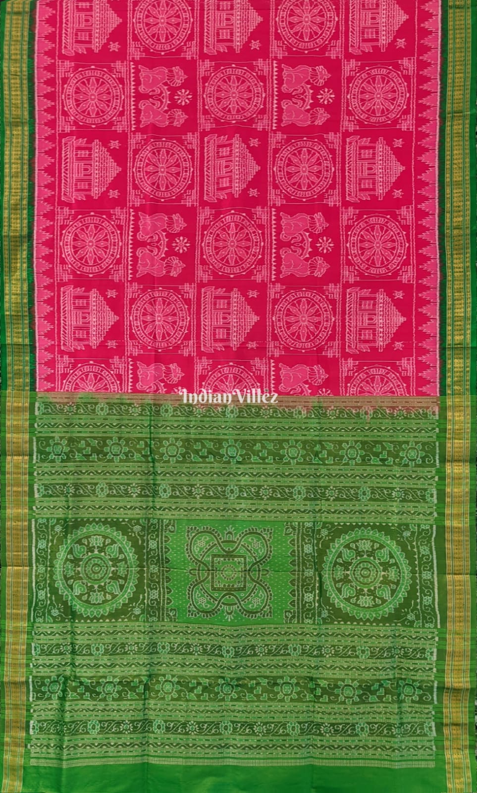 Rani Pink Sambalpuri Silk Saree with Tissue (Zari) Anchal