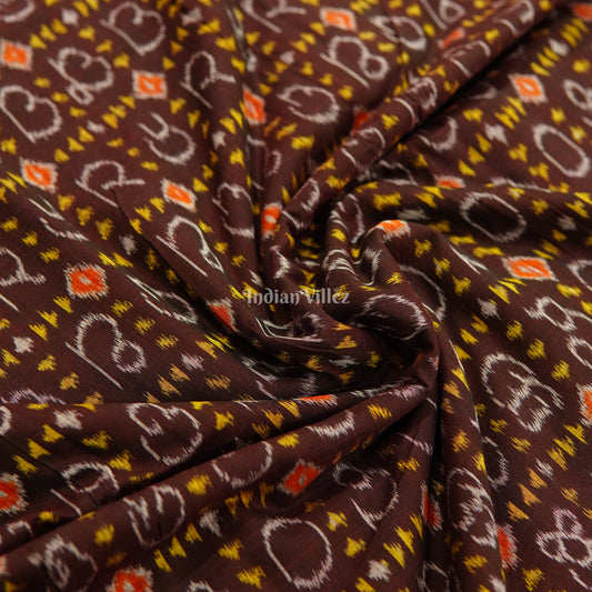 Deep Maroon Odiya Barnamala Sambalpuri Cotton Handloom Fabric