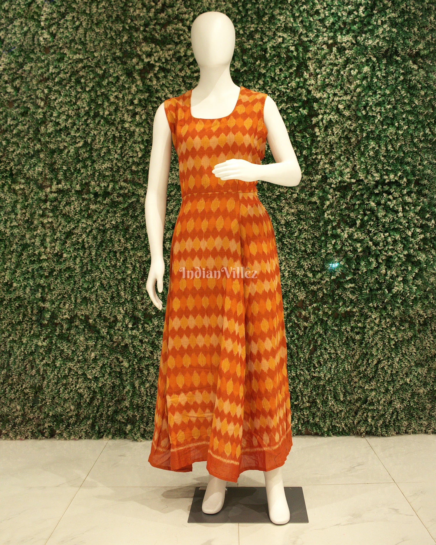 Cupper Mix Odisha Ikat Designer Long Gown for Women - XL