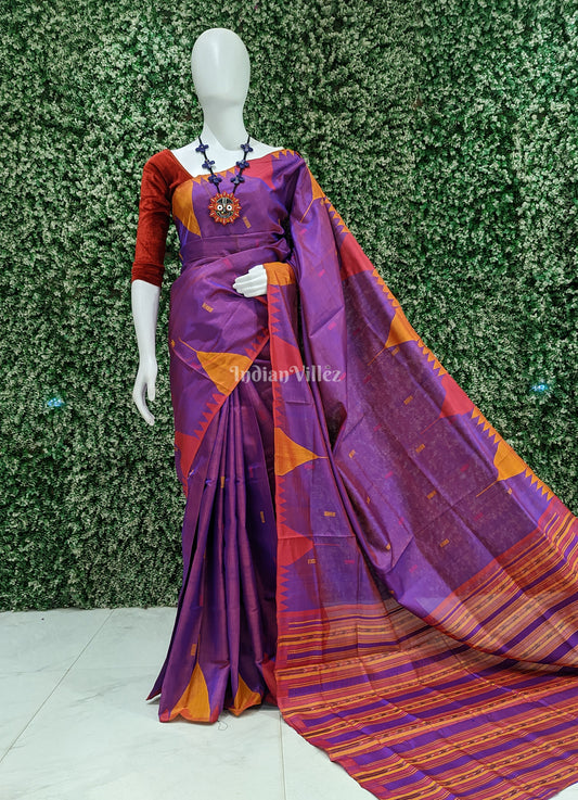 Purple Ganga-Jamuna Gopalpur Tussar Silk Saree