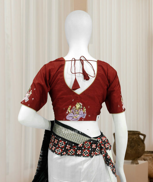 Maroon Nartaki Hand-Painted Pattachitra Blouse