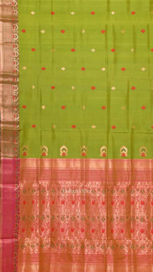 Mehendi Green Handwoven Baluchari Silk Saree