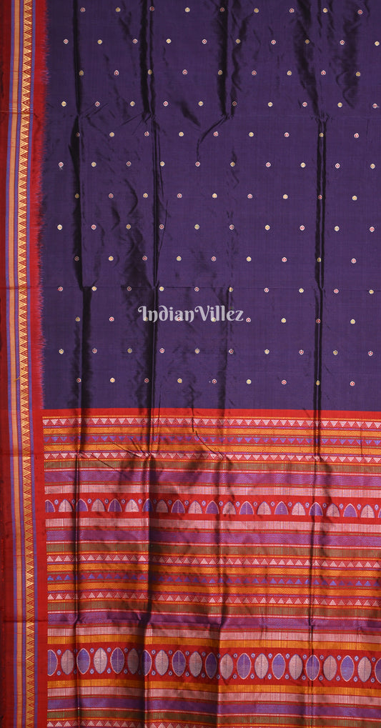 Purple Red Dongaria Border & Anchal Contemporary Silk Saree