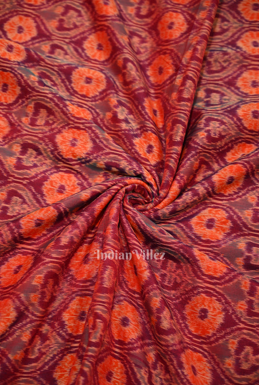 Maroon Dual Tone Sambalpuri Ikat Cotton Fabric