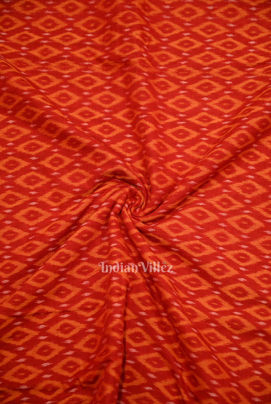 Deep Red Odisha Ikat Cotton Fabric
