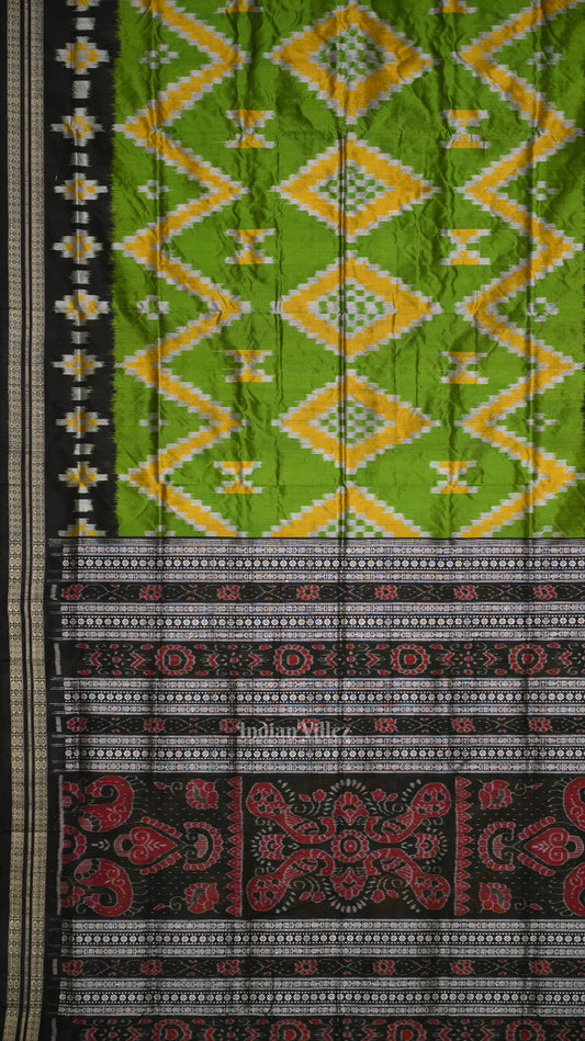 Green Black Pasapali  Sambalpuri Silk Saree