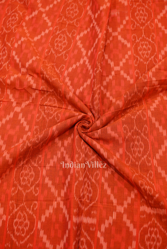 Red Flower Pasapali Sambalpuri Odisha Ikat Cotton Fabric