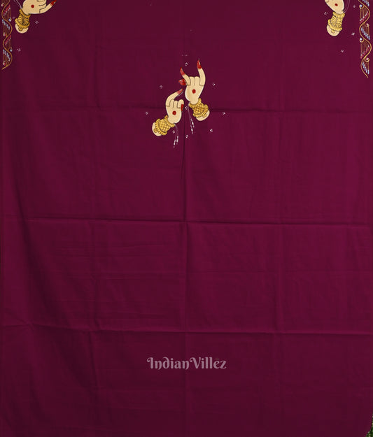 Magenta Mudra Theme Pattachitra Kurti Dress Material