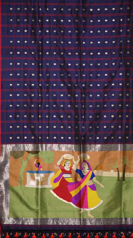 Exclusive Indigo Blue Designer  Katan Banarasi Silk Saree