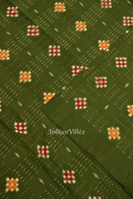 Mehendi Green  Odisha Ikat Sambalpuri  Pasapali Cotton Fabric