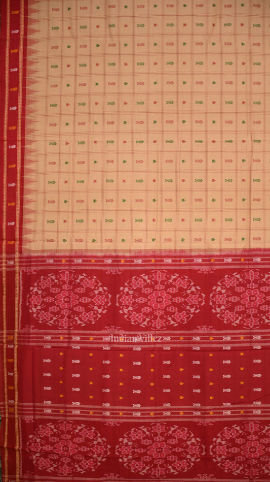 Camel Brown Hazar Buti Odisha Ikat Sambalpuri Pure Cotton Saree