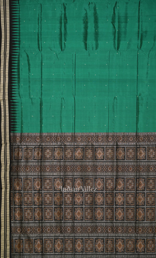 Forest Green Black Butta Design Bomkai Sambalpuri Silk Saree