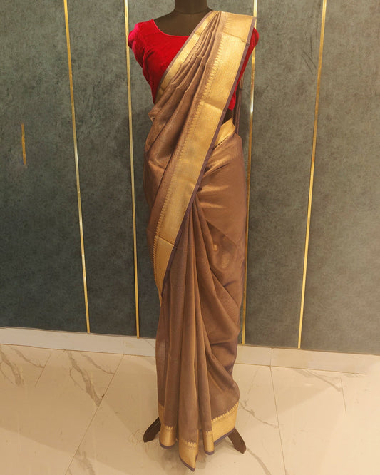 Camel Brown Tissue Banarasi Saree