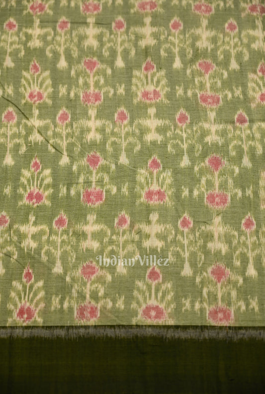 Mehendi Green Tribal Theme Sambalpuri Odisha Ikat Cotton Fabric
