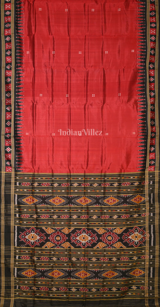 Maroon Black Butti Double Pasapali Border Khandua Silk Saree