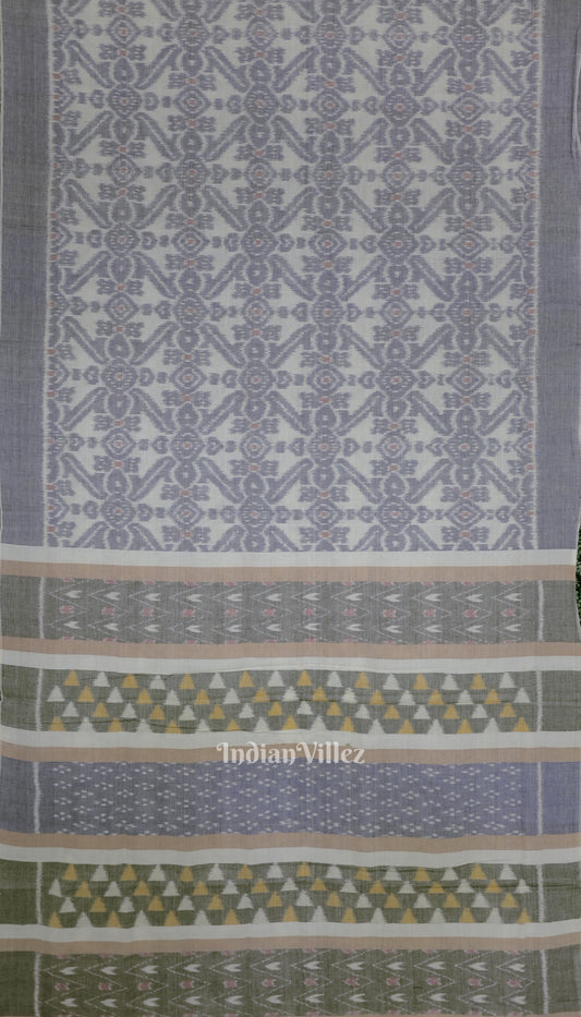 Blue White Odisha Ikat Sambalpuri Pure Cotton Saree