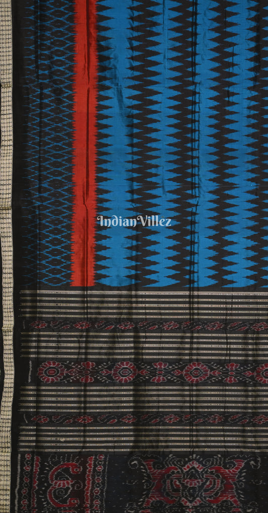 Blue Black Odisha Ikat Sambalpuri Silk Saree