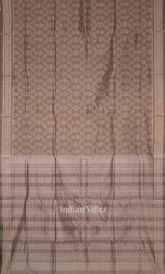 Tortilla Brown Sambalpuri Ikat Natural Dyed Silk Saree