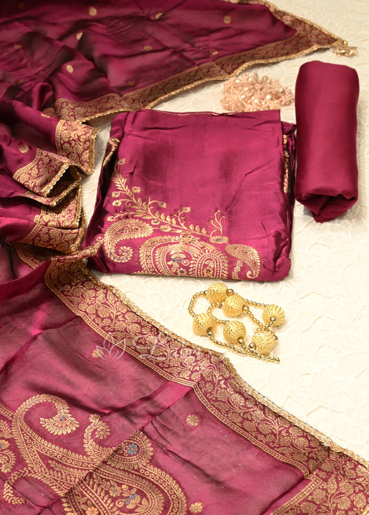 Purple Wine Unstitched Salwar Suit