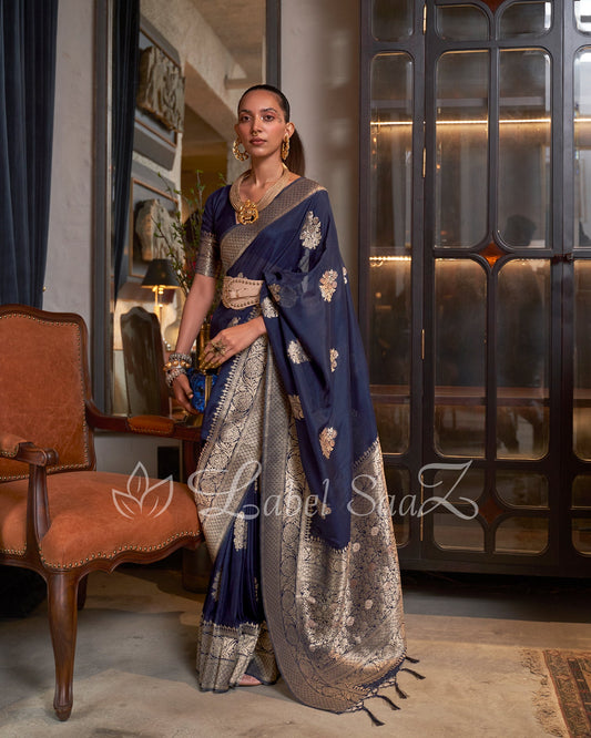 Blue Pure Khaddi Gergette Baarasi with Nylon Weaving