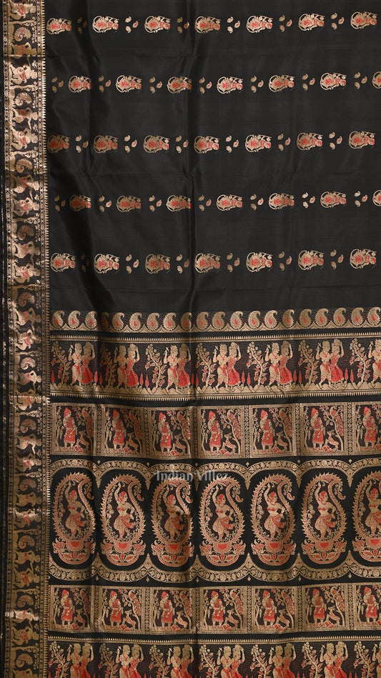 Black Handwoven Baluchari Silk Saree