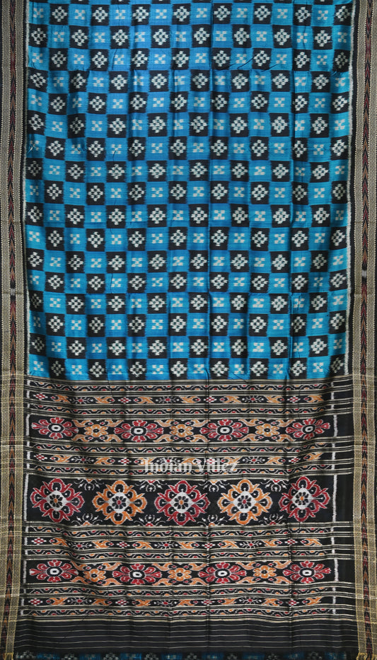Cupper Suphate Black Pasapali Theme Odisha Ikat Khandua Silk Saree