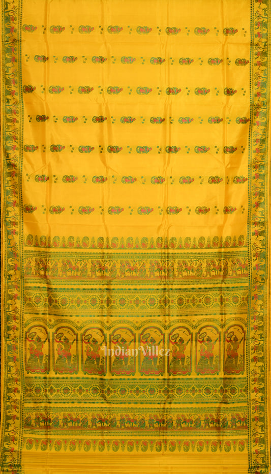 Yellow Handwoven Baluchari Silk Saree
