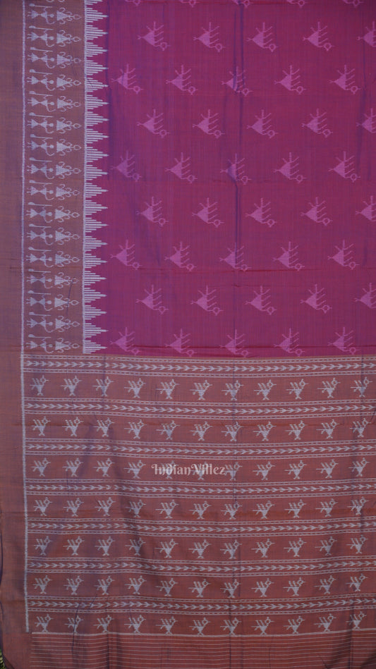 Purple Dual Tone Tribal Theme Odisha Ikat Sambalpuri Cotton Saree