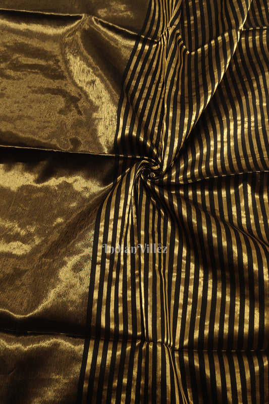 Black Stripped Maheshwari Pure Silk Cotton Maheshwari Saree with Zari Work