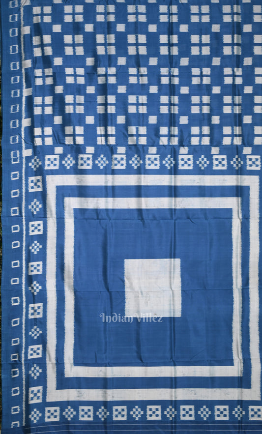 Blue White Pasapali Odisha Ikat Contemporary Designer Saree