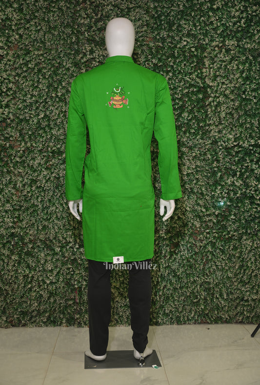 Green Ashoka Theme Hand-Painted Pattachitra Kurta