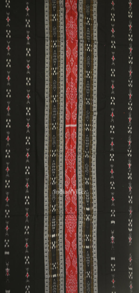 Black Red Pasapali Sambalpuri Cotton Dress set with Dupatta