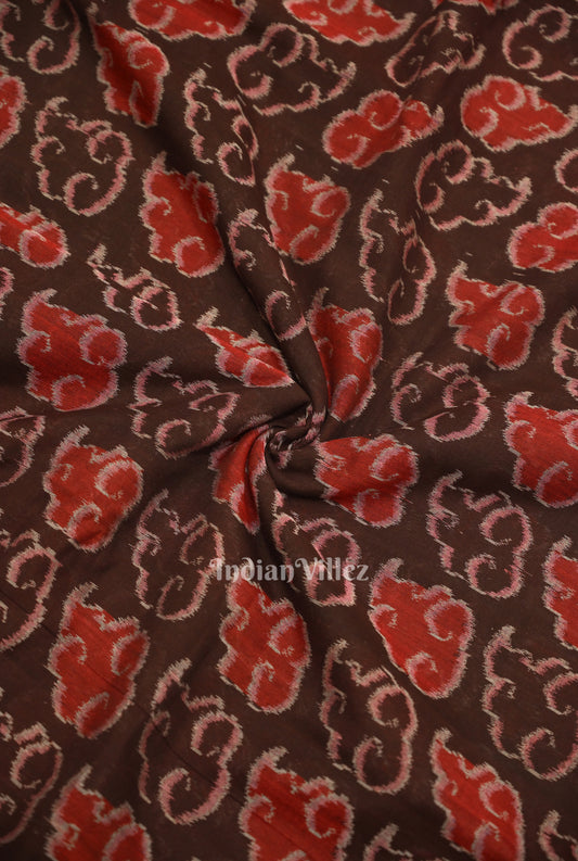 Chocolate Brown Sambalpuri Odisha Ikat Cotton Fabric