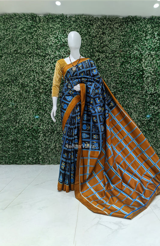 Black Cupper Sulphate Nabakothi Contemporary Silk Saree