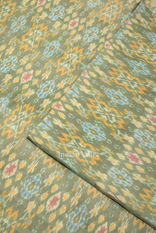 Light Blue  Dual Tone Pochampally Ikat Silk & Cotton (Sico) Fabric