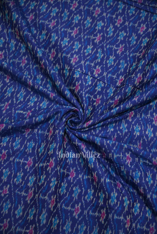 Blue Pochampally Ikat Silk & Cotton (Sico) Fabric