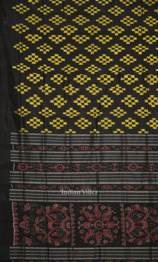 Black Yellow Pasapali Odisha Ikat Contemporary Designer Saree