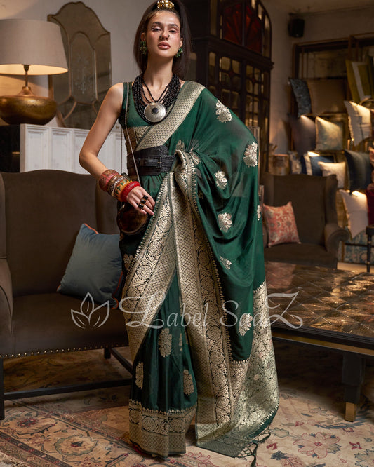 Green Pure Khaddi Gergette Baarasi with Nylon Weaving