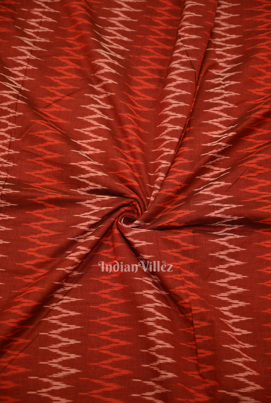 Deep Maroon Pochampally Ikat Cotton Fabric