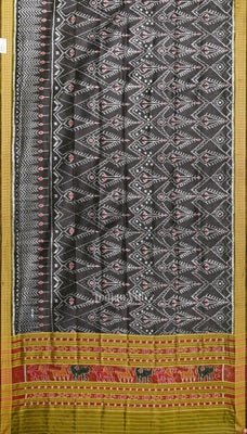 Black Tribal Theme Odisha Ikat Pure Silk Dupatta