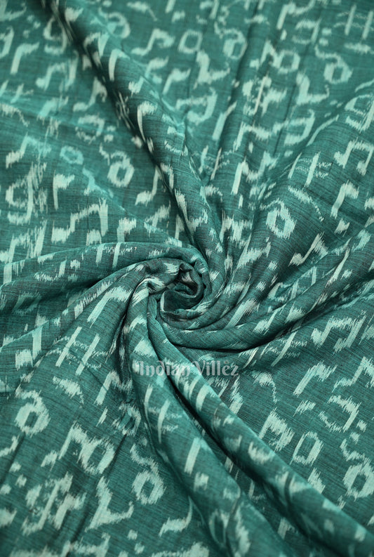 Green Musical Instrument Theme Sambalpuri Odisha Ikat Cotton Fabric