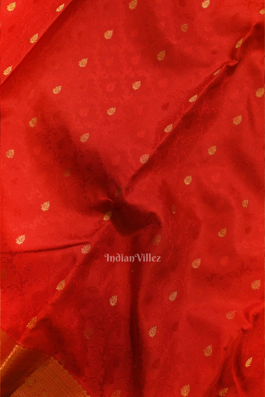 Blood Red pure Kanjivaram Silk Saree with Zari Brocade