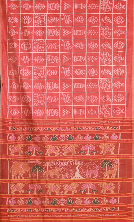 Red Nabakothi Odisha Ikat Contemporary Designer Saree
