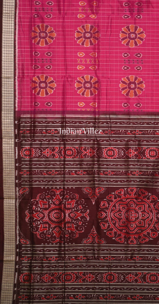 Pink Coffee Baghambari Odisha Ikat sambalpuri Silk Saree