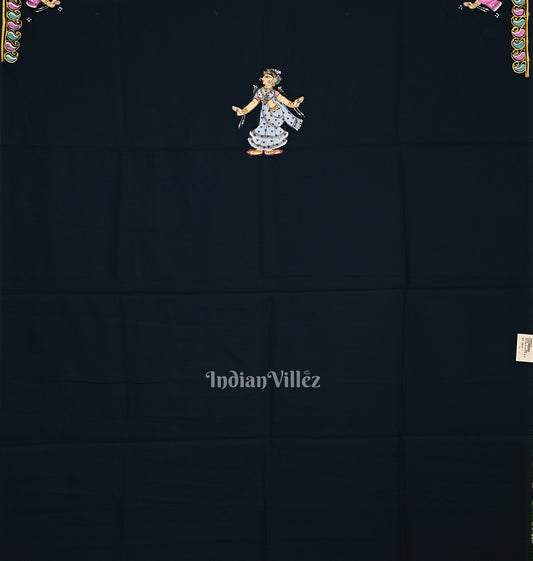 Castleton Green Rasleela Theme Hand-Painted Pattachitra Kurti Cotton Dress Material