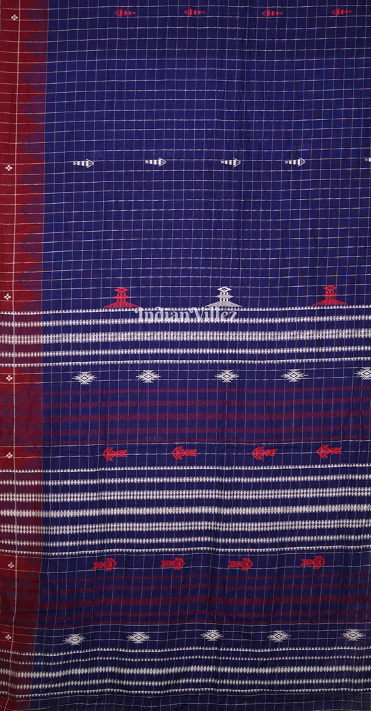 Blue Odisha Handloom Natural Dye Kotpad Tussar Saree